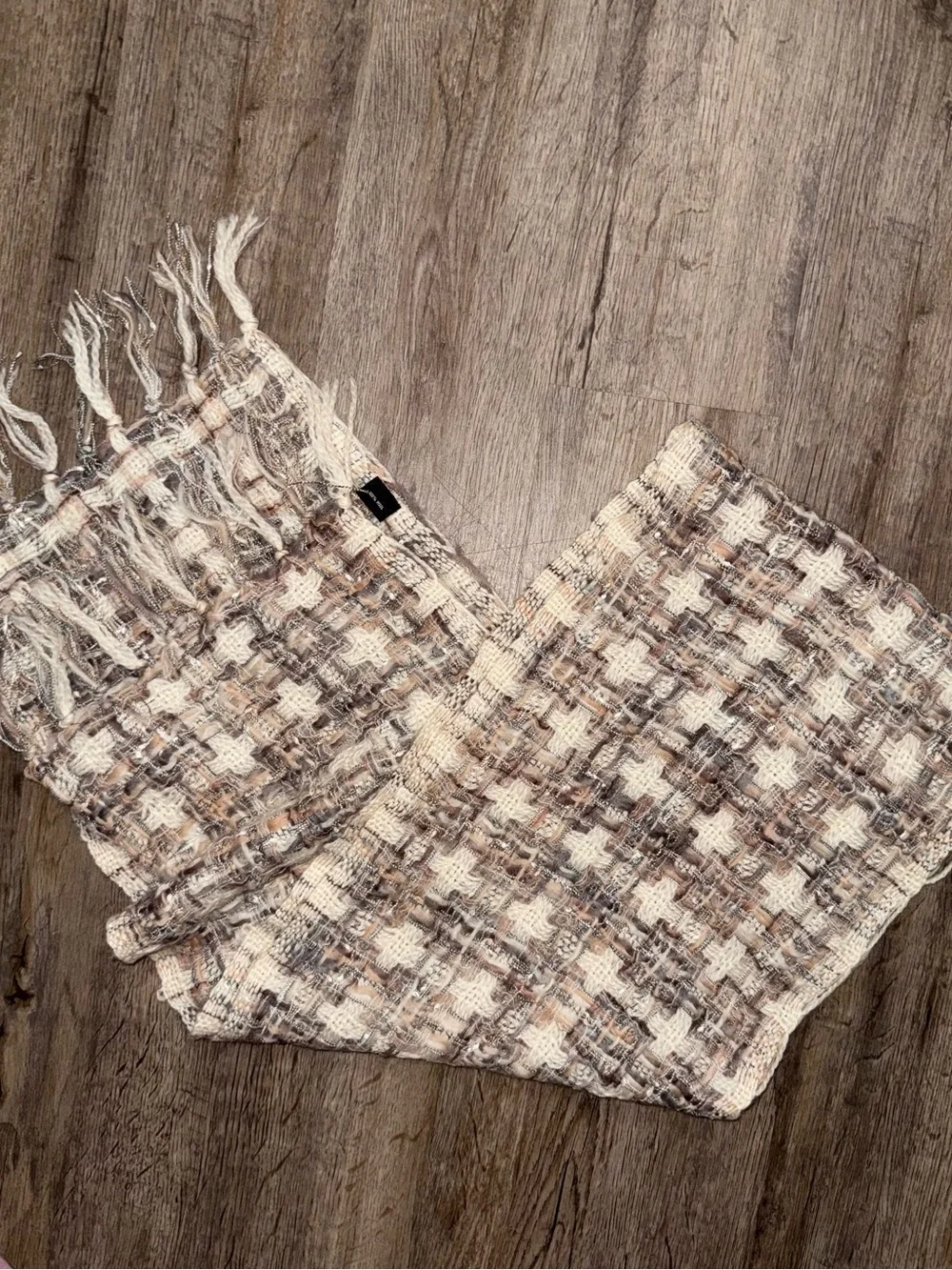 SUANTRAI 100% Pure New Wool Neutral Woven Fringe Scarf Wrap